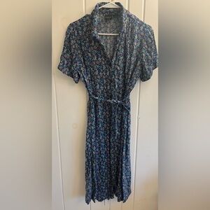 Floral Blue Dress with collar